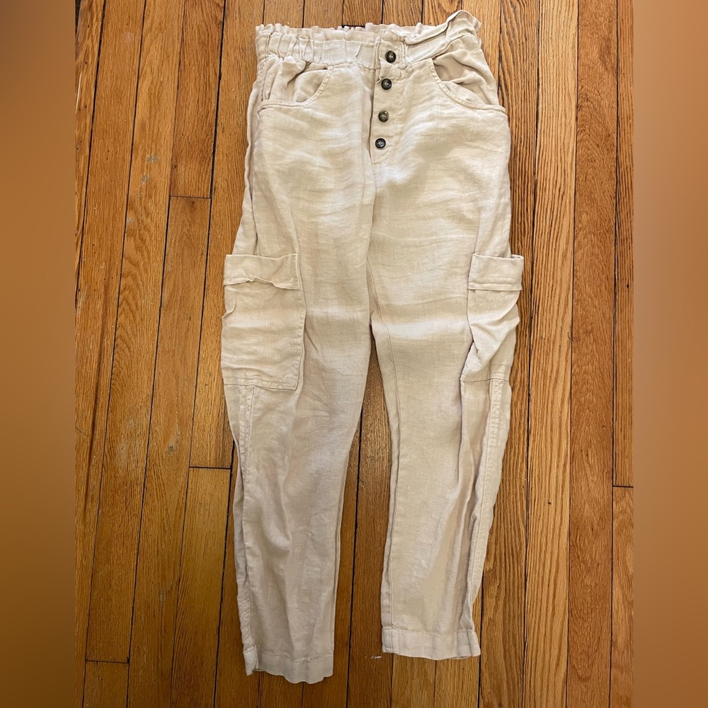 Anthropologie Amado - Beige Cargo Pants with Button Detail